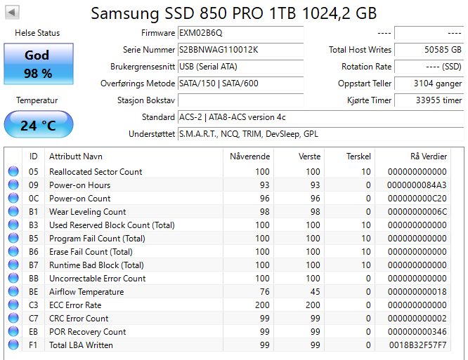 MZ-7KE1T0 Samsung 850 PRO Series 1TB MLC SATA 6Gbps (AES-256 / TCG Opal 2.0) 2.5" SSD