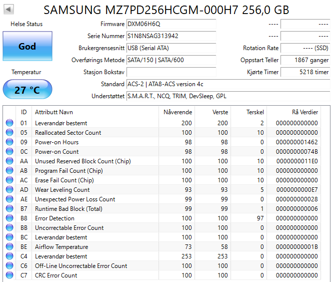 MZ7PD256HCGM-000H7 Samsung SM841n Series 256GB MLC SATA 6Gbps (AES-256 / SED TCG Opal 2.0) 2.5" SSD