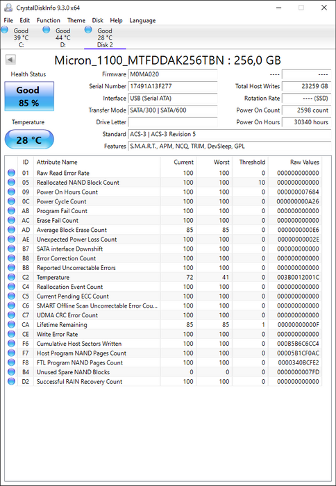 MTFDDAK256TBN Micron 1100 256GB TLC SATA 6Gbps (PLP) 2.5" SSD