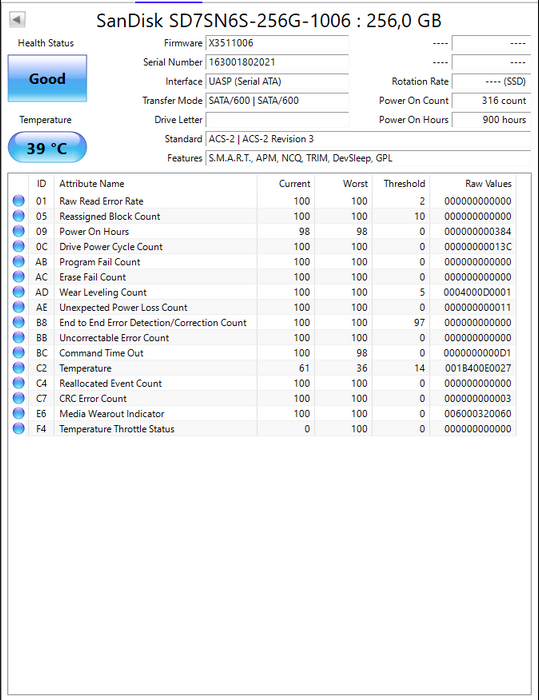 SD7SN6S-256G-1006 SanDisk X300 256GB TLC SATA 6Gbps M.2 2280