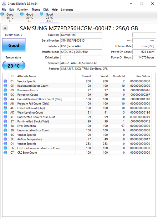 MZ7PD256HCGM-000H7 Samsung SM841n Series 256GB MLC SATA 6Gbps (AES-256 / SED TCG Opal 2.0) 2.5" SSD