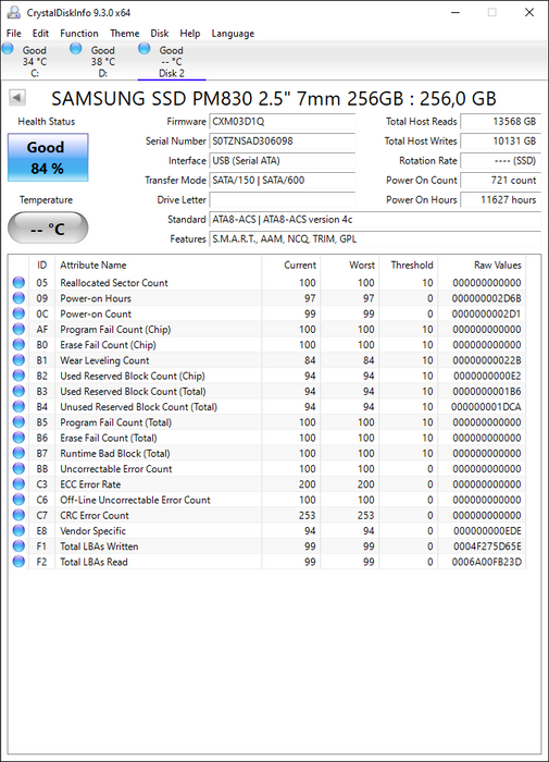 MZ7PC256HAFU-000D1 Samsung 830 Series 256GB MLC SATA 6Gbps 2.5" SSD