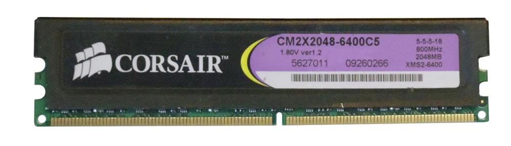 CM2X2048-6400C5C Corsair XMS2 2GB PC2-6400 DDR2-800MHz non-ECC Unbuffered CL5 (5-5-5-18) 240-Pin