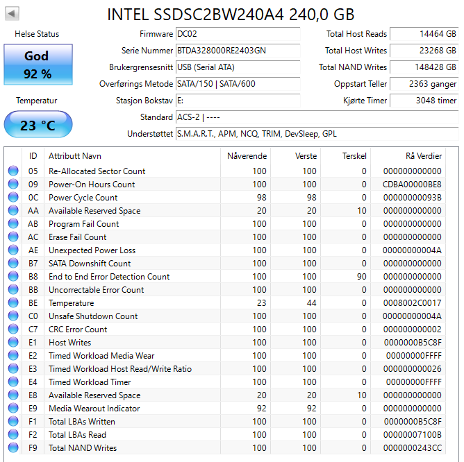 SSDSC2BW240A4 Intel 530 Series 240GB MLC SATA 6Gbps (AES-256) 2.5" SSD