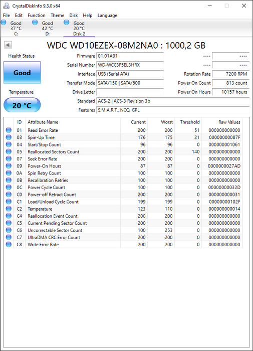 WD10EZEX-08M2NA0 Western Digital Caviar Blue 1TB 7200RPM SATA 6Gbps 64MB Cache 3.5" HDD