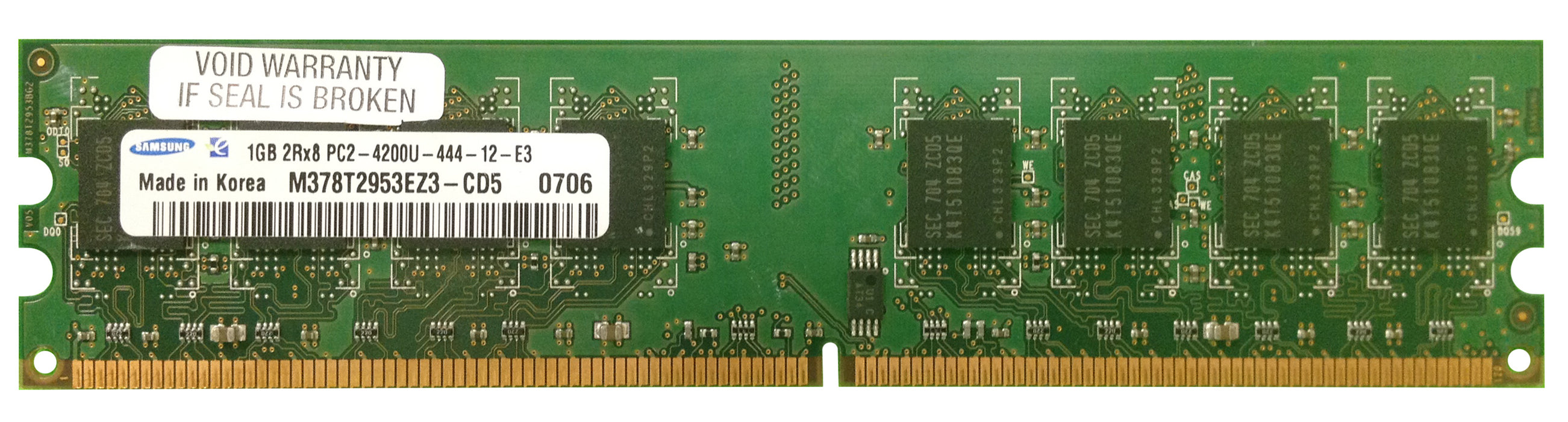 M378T2953EZ3-CD5 Samsung 1GB PC2-4200 DDR2-533MHz non-ECC Unbuffered CL4 240-Pin