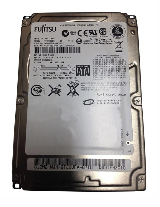 MHV2080BH Fujitsu Mobile 80GB 5400RPM SATA 1.5Gbps 8MB Cache 2.5" HDD