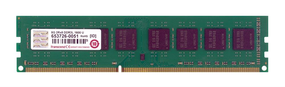 TS1GLK64W6H Transcend 8GB PC3-12800 DDR3-1600MHz non-ECC Unbuffered CL11 240-Pin