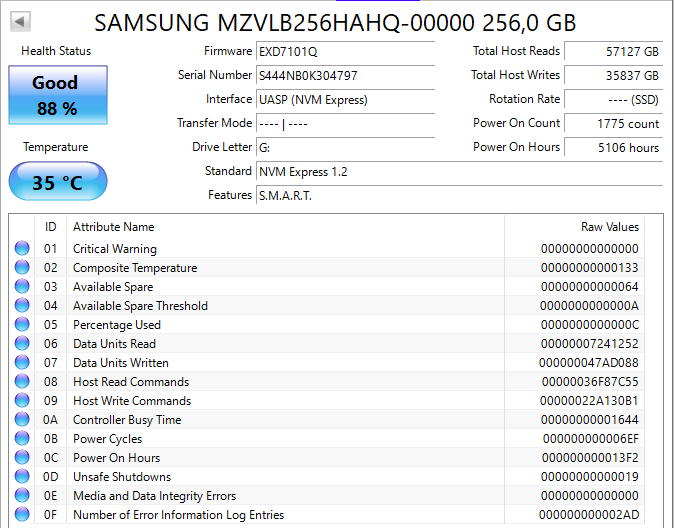 Samsung PM981 SSD 256GB M.2 PCIe SSD