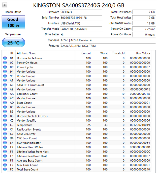 Kingston A400 240GB 2.5" SSD